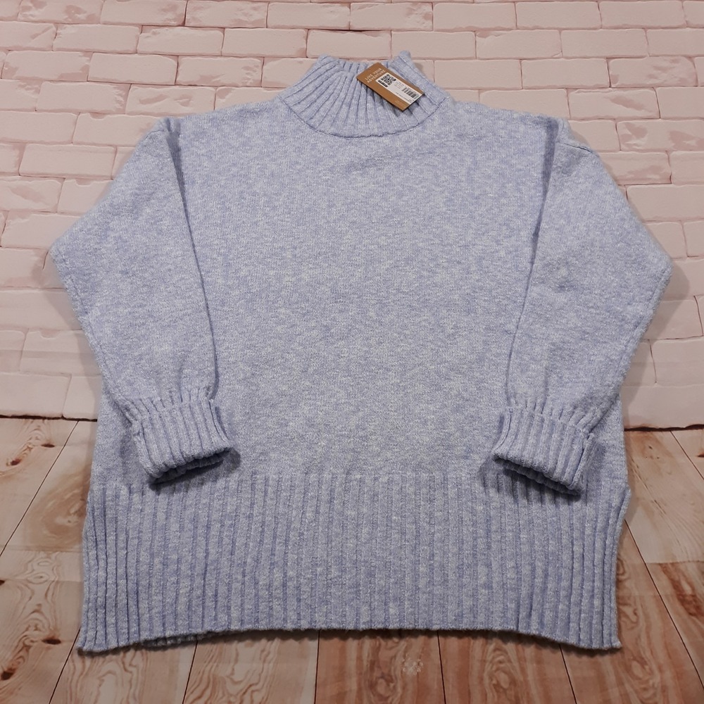 Eddie Bauer Dremknit Funnel Neck Sweater Womens Medium Pullover Blue NEW